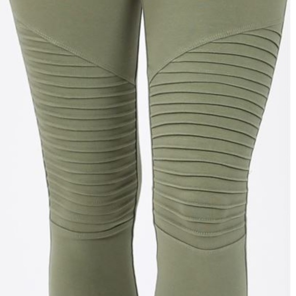 Last size Large! Cotton Moto Leggings Green - Picture 2 of 6